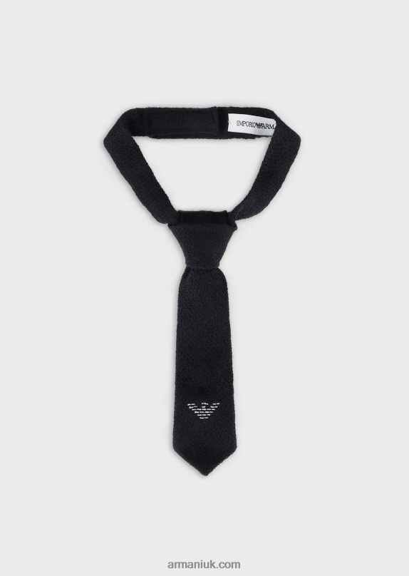 Tied Wool Tie With Topstitched Eagle Boy VP6Z82735 Armani
