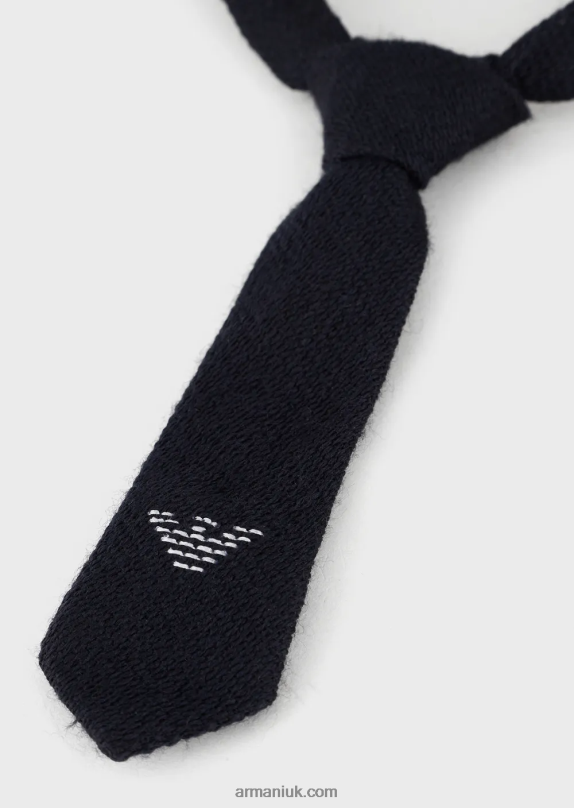 Tied Wool Tie With Topstitched Eagle Boy VP6Z82735 Armani