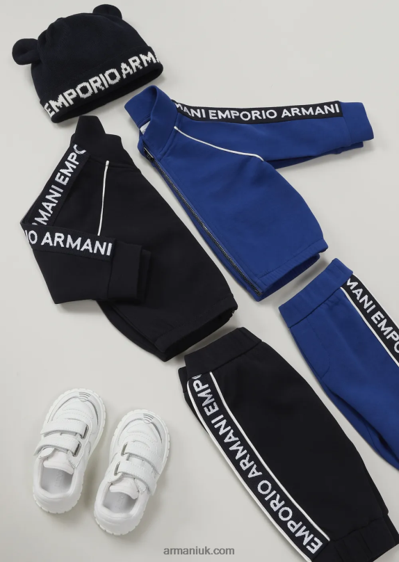 Double-Jersey Full-Zip Tracksuit With Logo Tape Boy VP6Z82725 Armani Navy Blue
