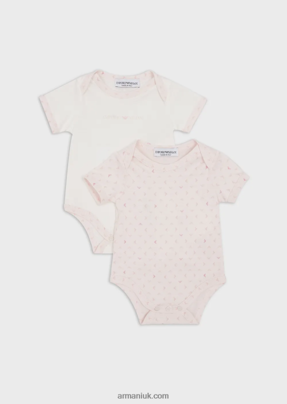 Gift Set Of Two Bodysuits With All-Over Op-Art Eagle Boy VP6Z82720 Armani