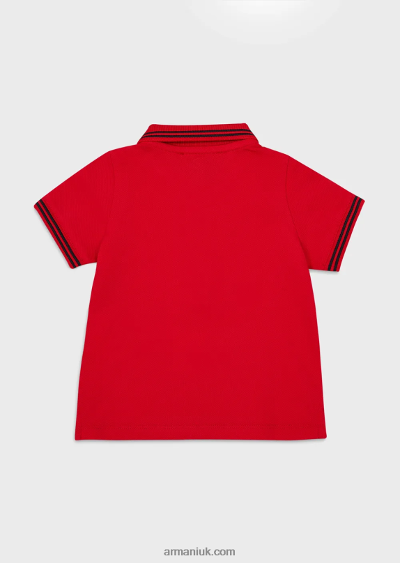Stretch Pique Polo Shirt With Striped Trim Boy VP6Z82677 Armani