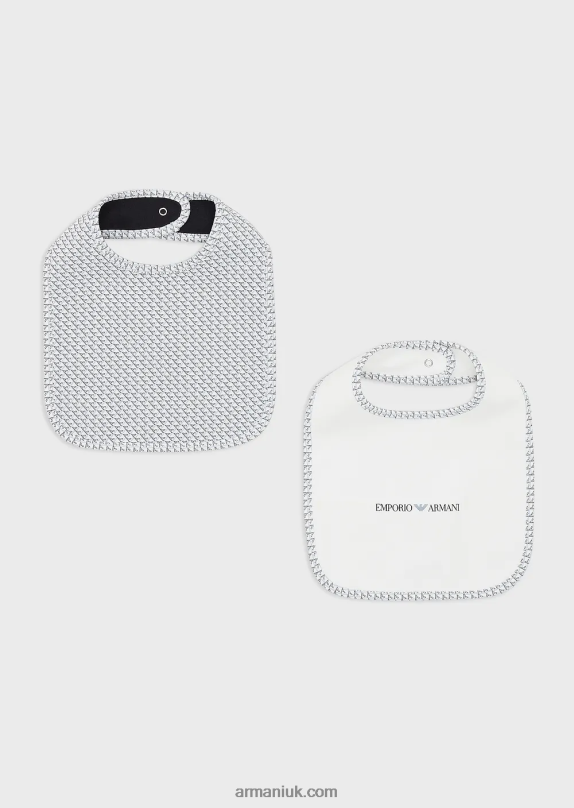 Set Of Two Bibs With Op-Art Eagles Girl VP6Z82624 Armani Azure