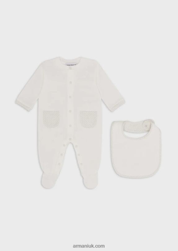 Gift Set Consisting Of An Op-Art Eagle Bib And Onesie Girl VP6Z82642 Armani