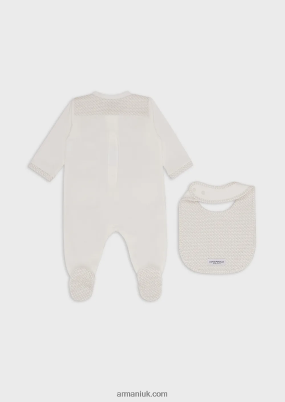 Gift Set Consisting Of An Op-Art Eagle Bib And Onesie Girl VP6Z82642 Armani