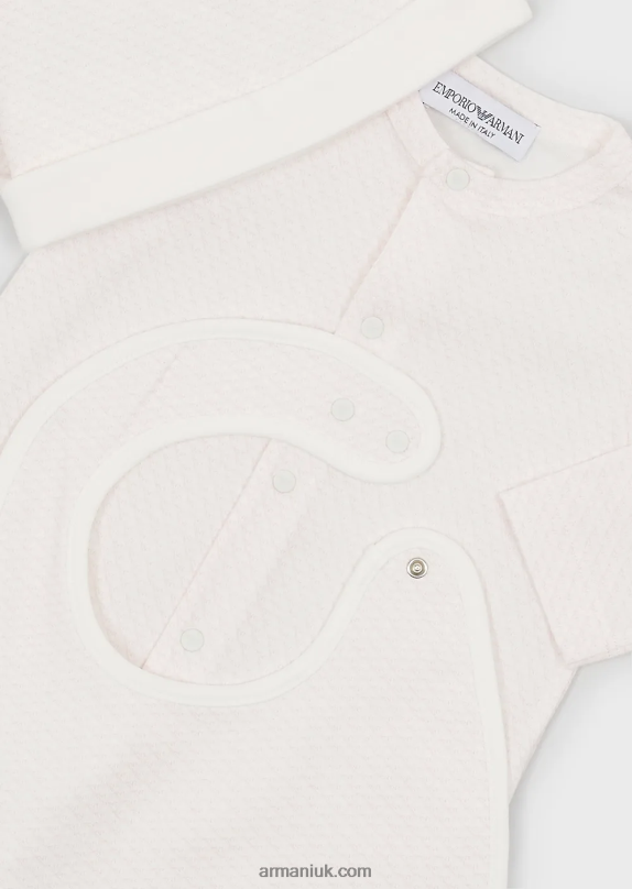 Gift Set Consisting Of Op-Art Eagle Booties, Bib, Onesie And Beanie Girl VP6Z82647 Armani