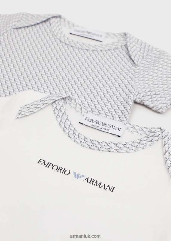 Gift Set Of Two Bodysuits With All-Over Op-Art Eagle Girl VP6Z82634 Armani