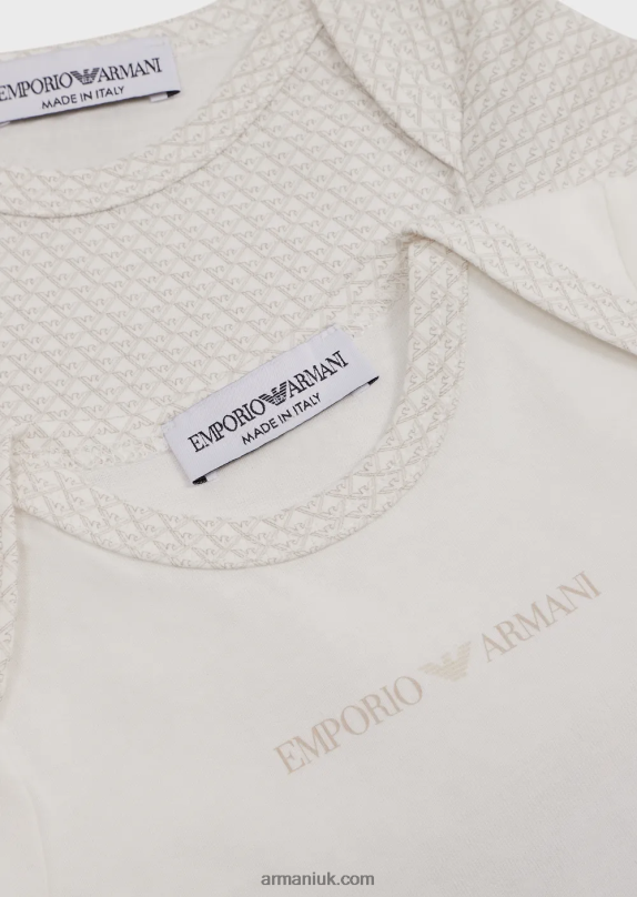 Gift Set Of Two Bodysuits With All-Over Op-Art Eagle Girl VP6Z82635 Armani