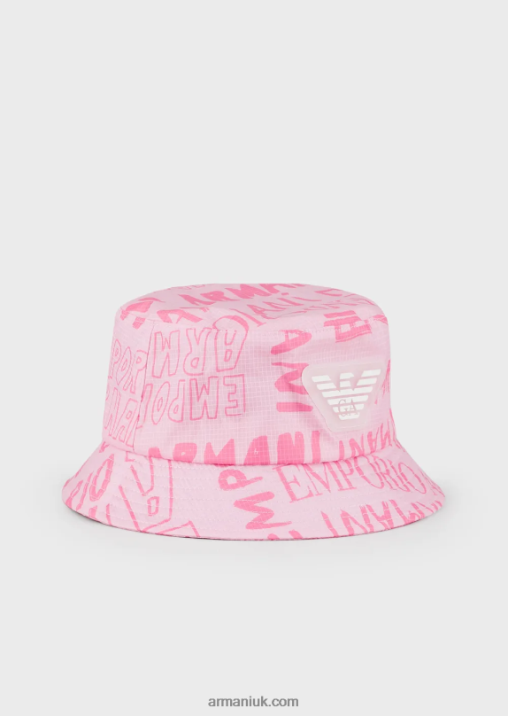 Nylon Cloche Hat With All-Over Ea Crew Lettering Boy VP6Z82504 Armani