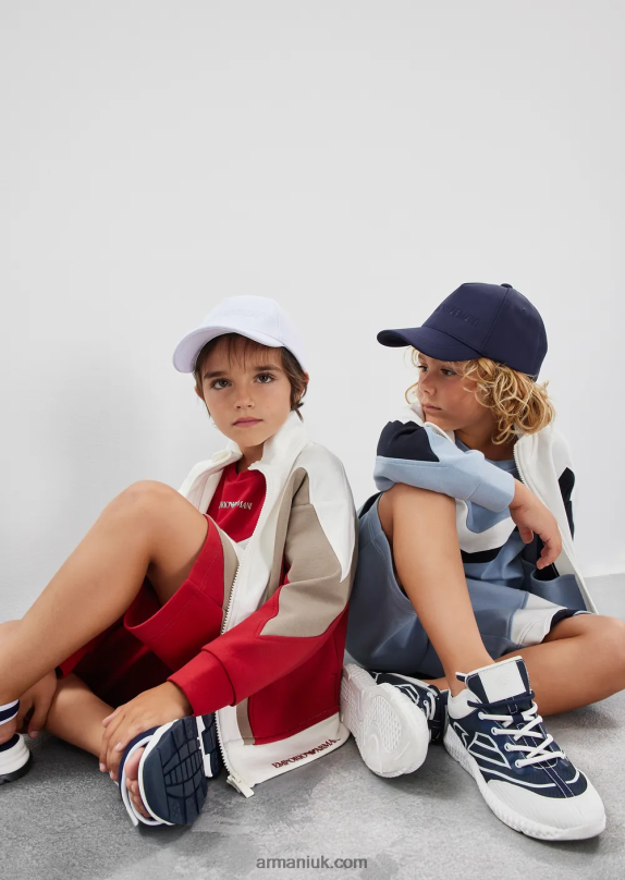 Double-Jersey Drawstring Board Shorts With Colour-Block Details Boy VP6Z82431 Armani Azure