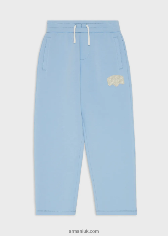 Double-Jersey Drawstring Trousers With Logo Patch Boy VP6Z82449 Armani Azure