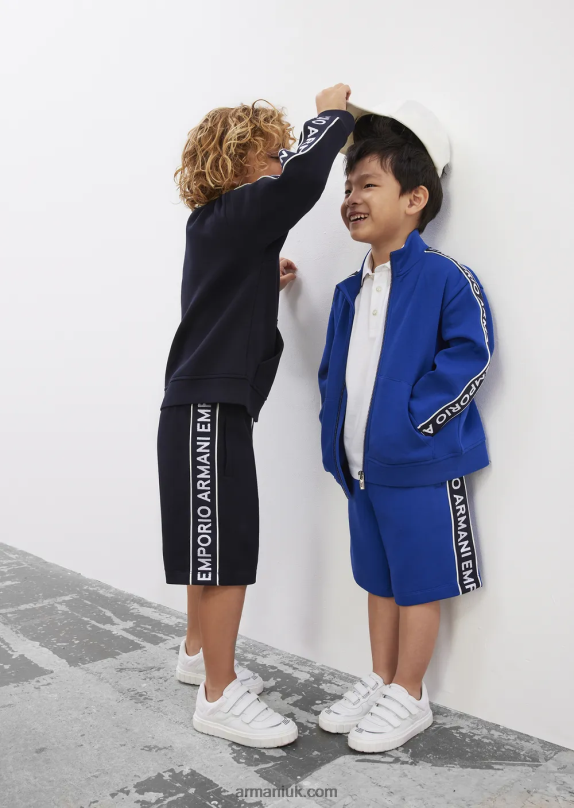 Double-Jersey Full-Zip Sweatshirt With Logo Tape Boy VP6Z82464 Armani Navy Blue