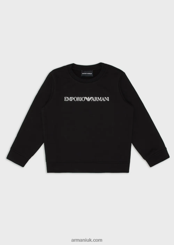 Modal-Blend Logo Sweatshirt Boy VP6Z82383 Armani Black