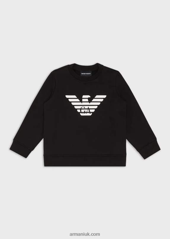 Modal-Blend Logo Sweatshirt Boy VP6Z82384 Armani Black Logo