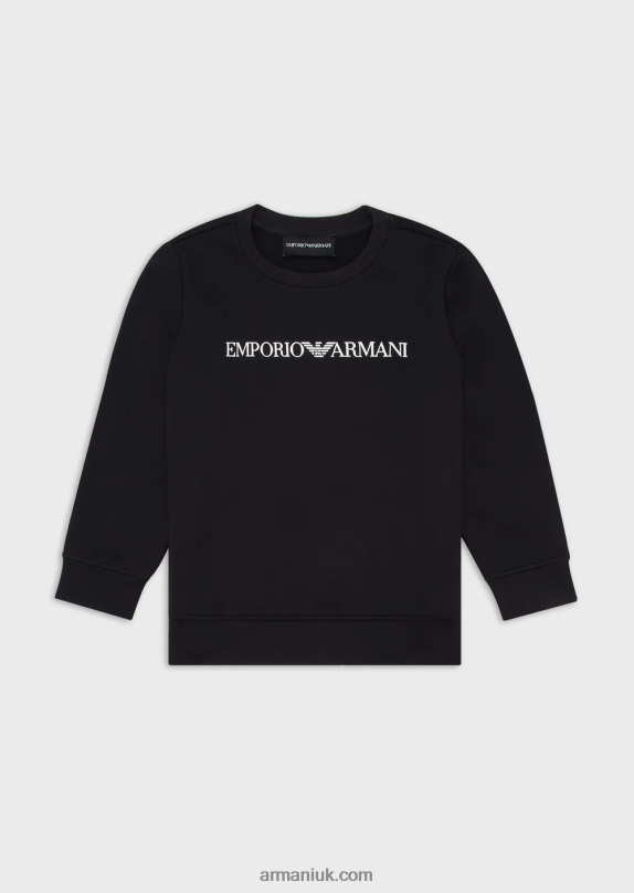 Modal-Blend Logo Sweatshirt Boy VP6Z82386 Armani Blue Logo