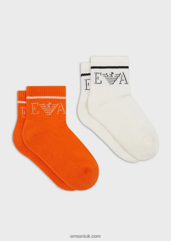 Two-Pack Of Terrycloth Socks With Jacquard Ea Logo Boy VP6Z82375 Armani