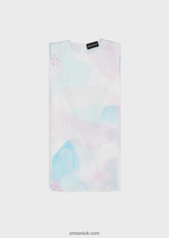 Flared Poplin Dress With Watercolour Floral Print Girl VP6Z82539 Armani Pattern