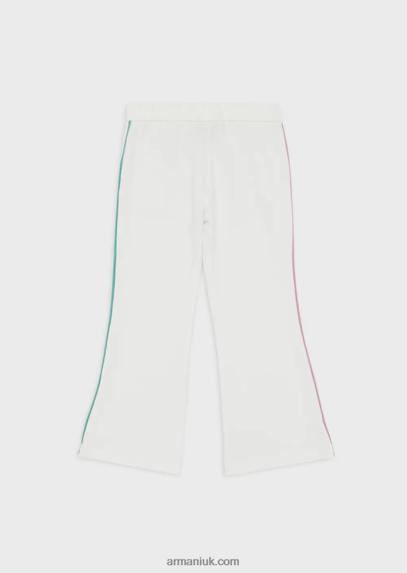 French Terry Trousers With Contrasting Details Girl VP6Z82545 Armani White