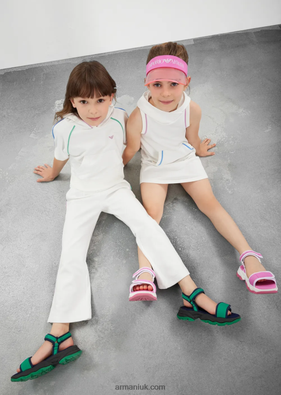 French Terry Trousers With Contrasting Details Girl VP6Z82545 Armani White