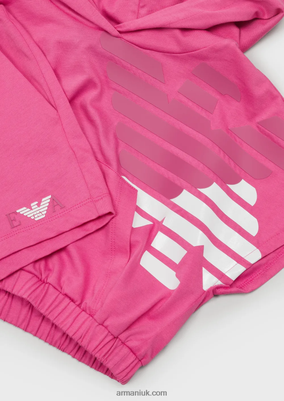 Heavyweight Jersey T-Shirt And Shorts Set With Ea Crew Oversized Eagle Girl VP6Z82567 Armani Fuchsia