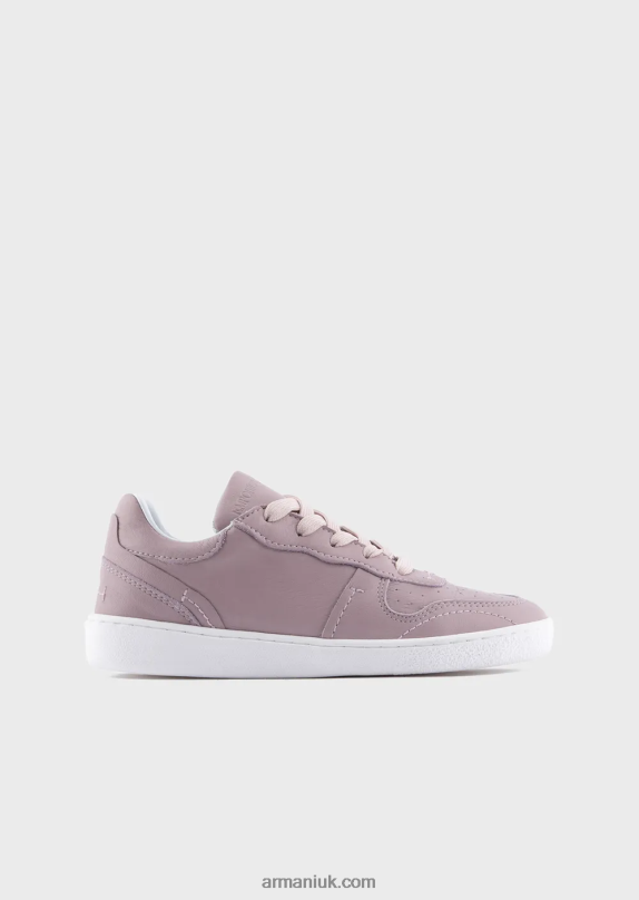 Leather Sneakers With Perforations Girl VP6Z82579 Armani Pink