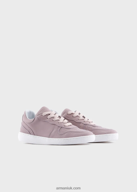 Leather Sneakers With Perforations Girl VP6Z82579 Armani Pink