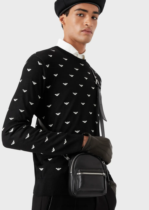 Leather Touchscreen Gloves Men VP6Z82065 Armani Black