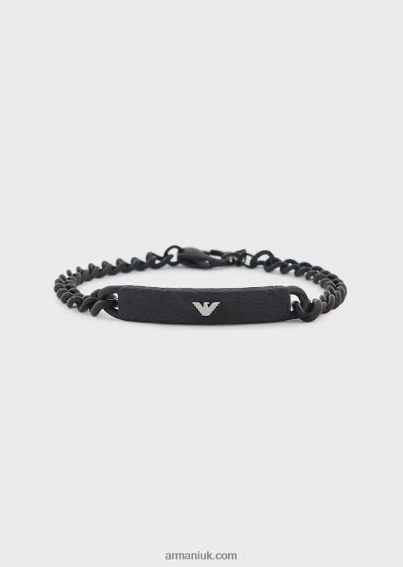 Black Stainless Steel Id Bracelet Men VP6Z82074 Armani Black