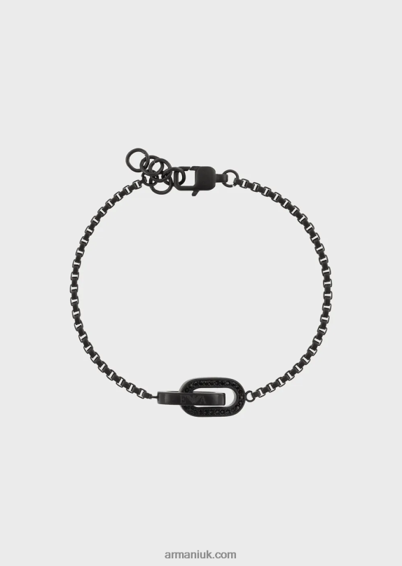 Black-Tone Stainless Steel Chain Bracelet Men VP6Z82080 Armani Rose Gold