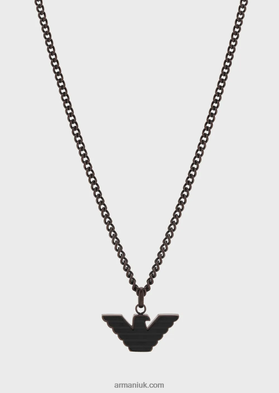 Brown And Black Stainless Steel Pendant Necklace Men VP6Z82109 Armani Brown