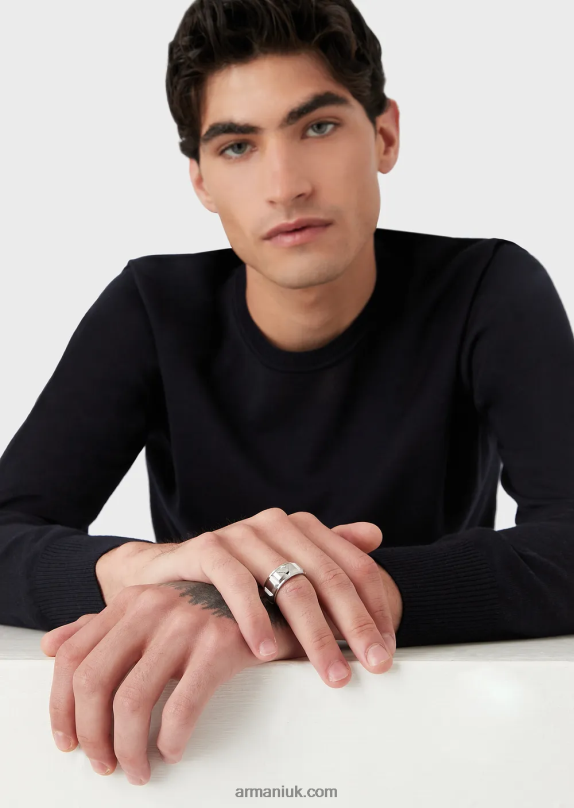 Stainless Steel Band Ring Men VP6Z82093 Armani Silver