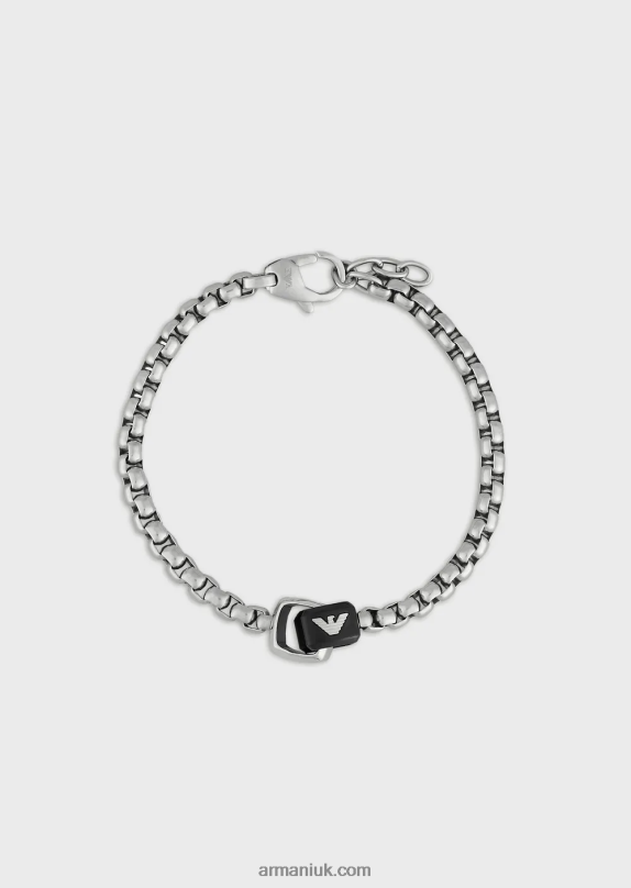 Stainless Steel Chain Bracelet Men VP6Z82087 Armani Silver Black