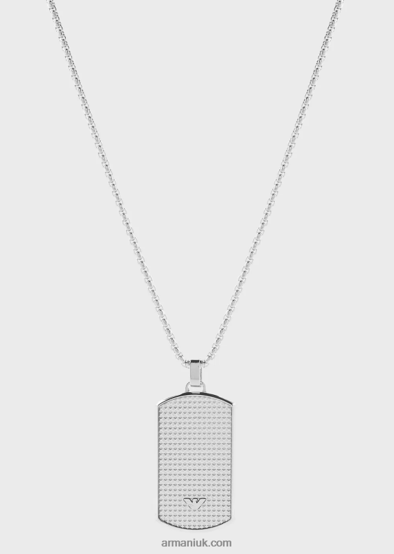 Stainless Steel Dog Tag Necklace Men VP6Z82085 Armani Silver