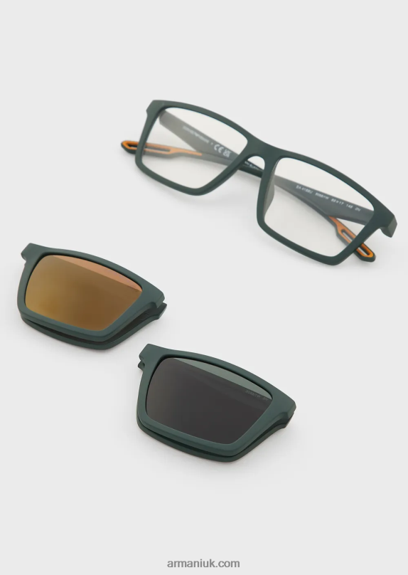 Rectangular Sunglasses With Interchangeable Lenses Men VP6Z82339 Armani Forest Green