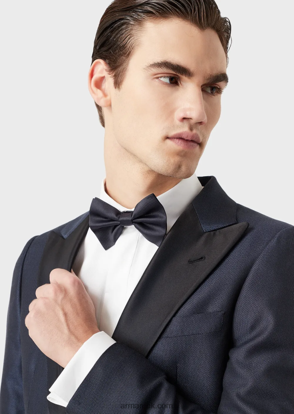 Ottoman-Style Bow Tie In Pure Silk Men VP6Z82149 Armani Navy Blue