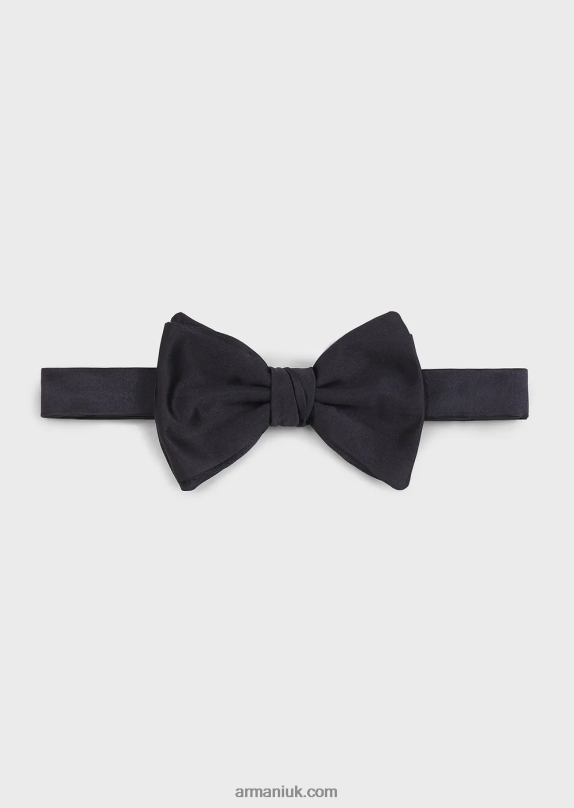 Pure Silk Bow Tie With Jacquard Micro-Motif Men VP6Z82151 Armani Midnight Blue