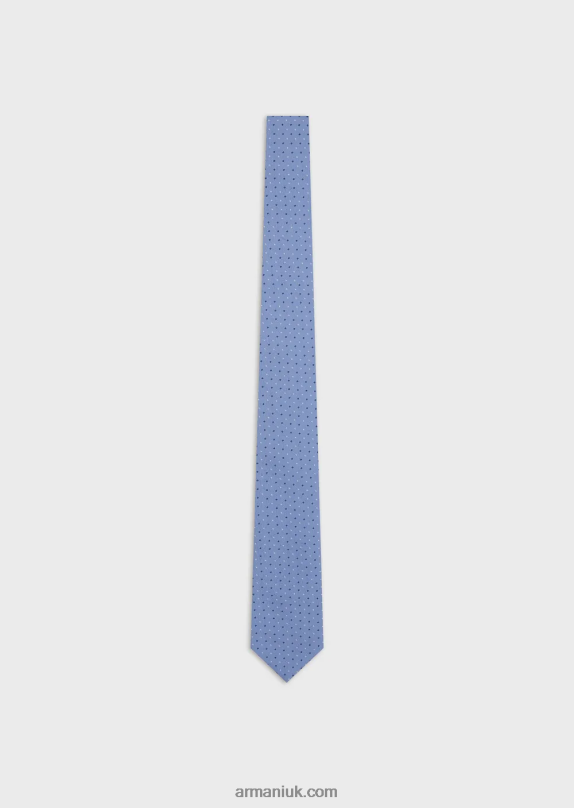 Wrinkled-Effect Jacquard Silk-Blend Tie Men VP6Z82169 Armani Azure