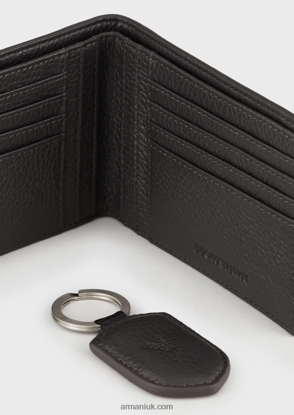Gift Box With Wallet And Keyring In Tumbled Leather Men VP6Z82189 Armani Black 2