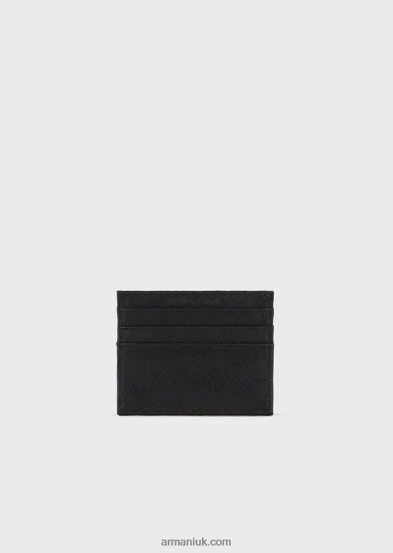 Regenerated-Leather Card Holder With Eagle Plate Men VP6Z82180 Armani Black