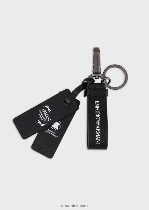 Saffiano-Print, Regenerated Leather Keyring Men VP6Z82210 Armani Black