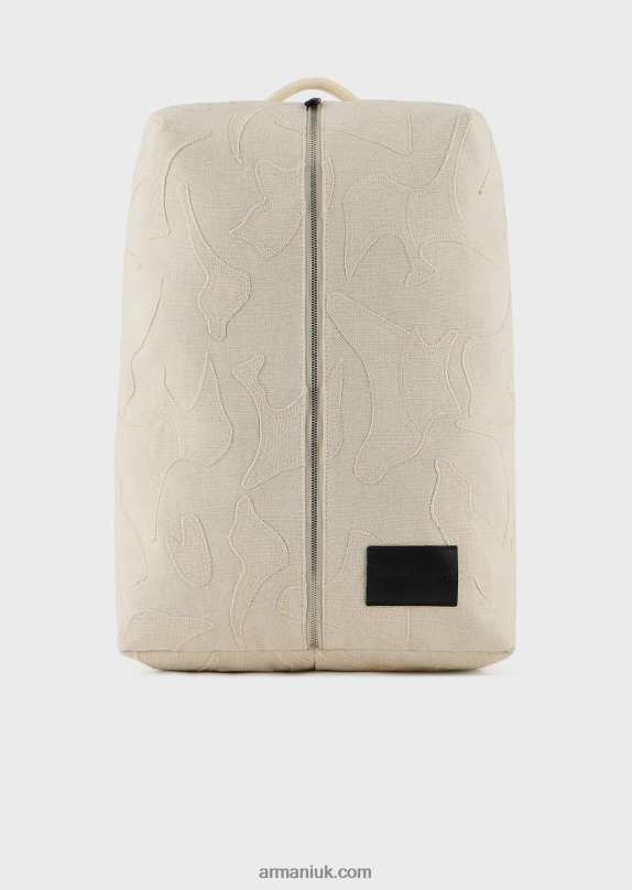 Embroidered Canvas Backpack Men VP6Z81962 Armani White
