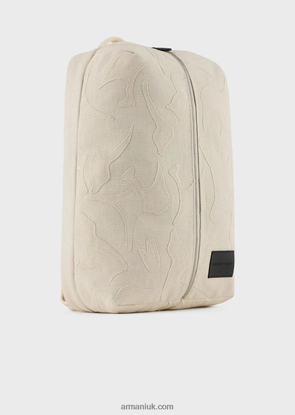 Embroidered Canvas Backpack Men VP6Z81962 Armani White