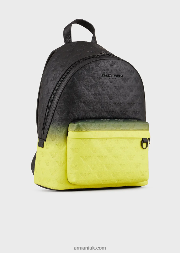 Gradient Leather Backpack With All-Over Embossed Eagle Men VP6Z81953 Armani Pattern