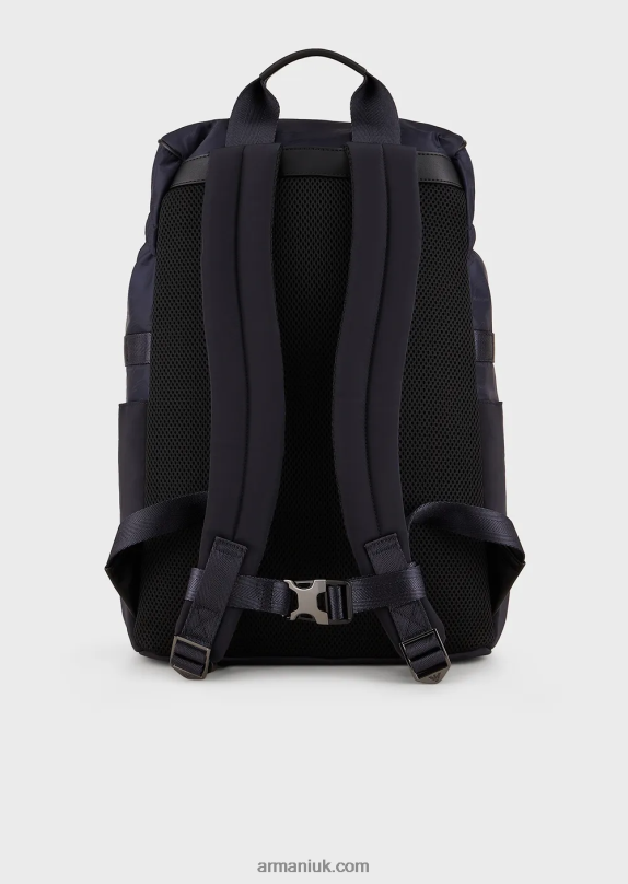 Jacquard Nylon Backpack With Signature Logo Men VP6Z81960 Armani Navy Blue