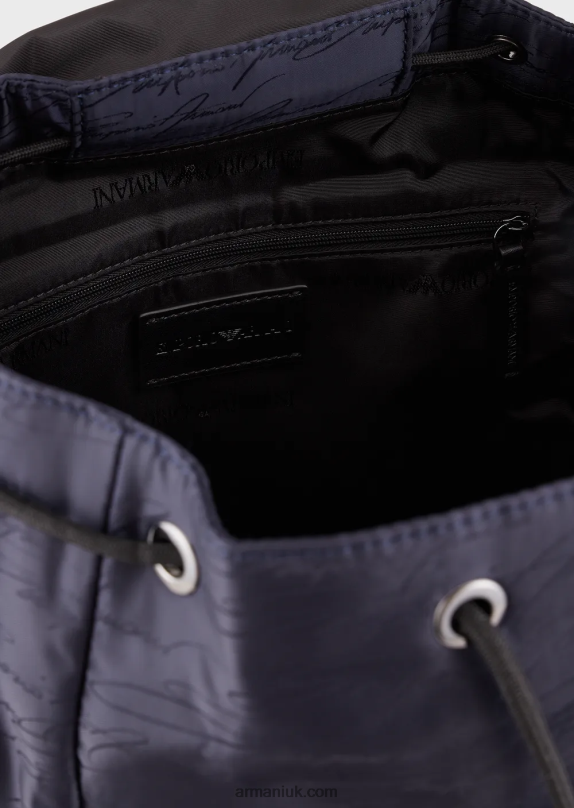 Jacquard Nylon Backpack With Signature Logo Men VP6Z81960 Armani Navy Blue
