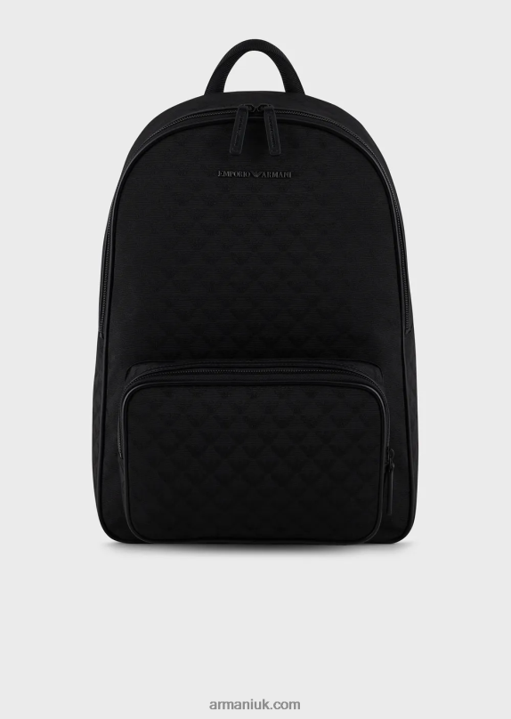 Nylon Backpack With All-Over Jacquard Eagle Men VP6Z81954 Armani Black