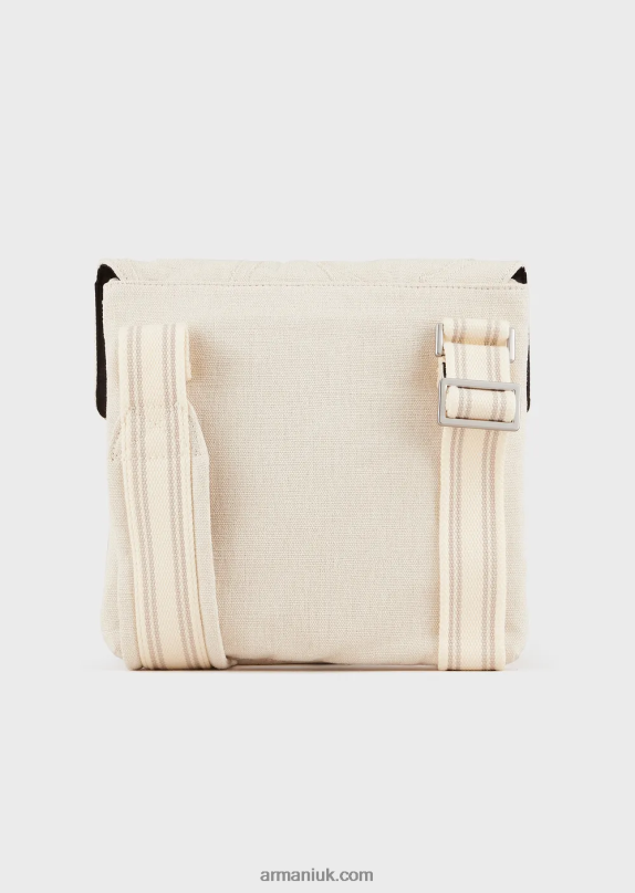 Embroidered Canvas Flat Shoulder Bag Men VP6Z81981 Armani