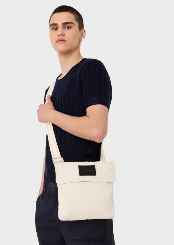 Embroidered Canvas Flat Shoulder Bag Men VP6Z81981 Armani