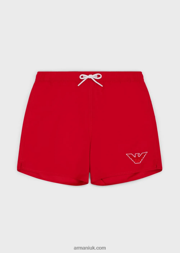 Terrycloth Swim Trunks With Drawstring And Eagle Patch Men VP6Z8993 Armani Red