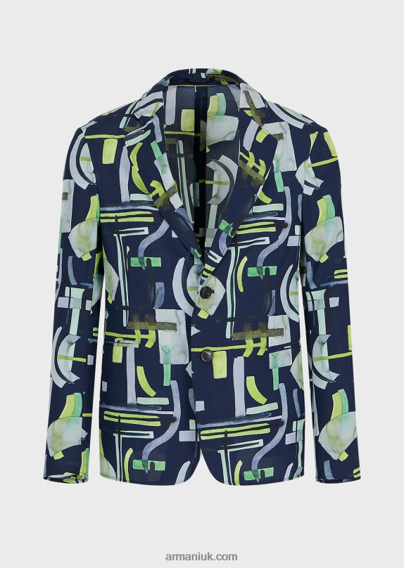 All-Over Pattern Lyocell-Blend Single-Breasted Jacket Men VP6Z81036 Armani Pattern