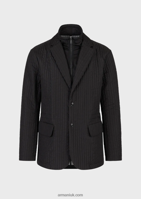 Quilted Water-Repellent Recycled Nylon Blazer With Detachable Inner Panel Men VP6Z81014 Armani Black